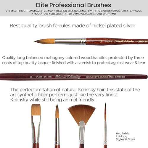 Creative Mark Mimik Kolinsky Watercolor Brush - 1.5 Inch Watercolor Mottler - Short Handle Synthetic Paint Brush - Handmade in Germany - Synthetic Sable Paint Brushes for Artists - Animal-Friendly