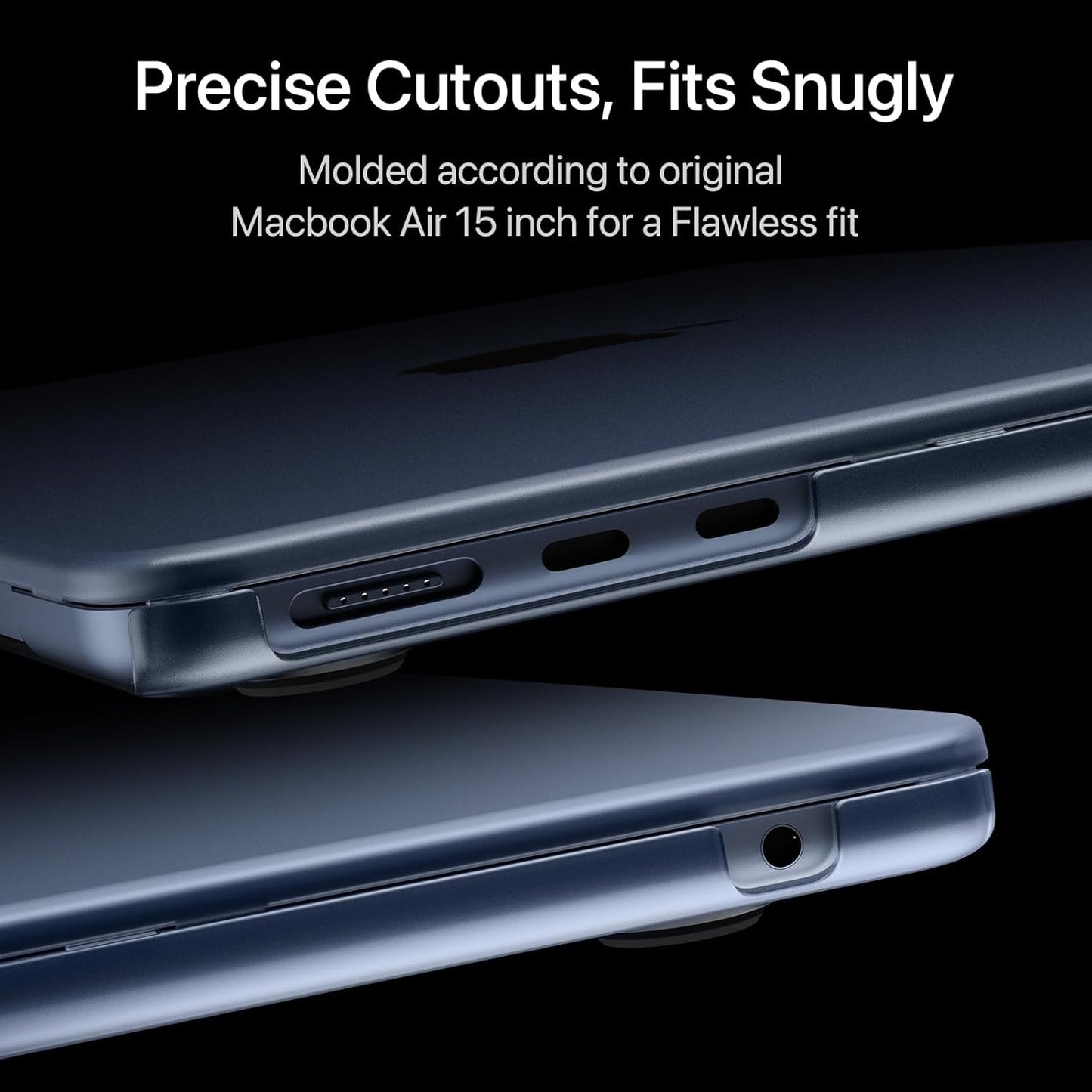 Soonjet MacBook Air 15-Inch Case - Ultra-Thin Armor, Hard Shell & Translucent Keyboard Cover | Midnight Clear