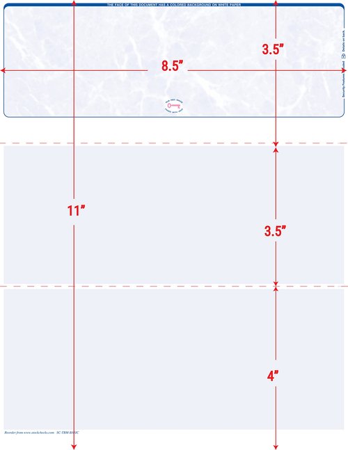 3000 Blank Laser Check Stock - Blue Marble - Top. Order Checks!
