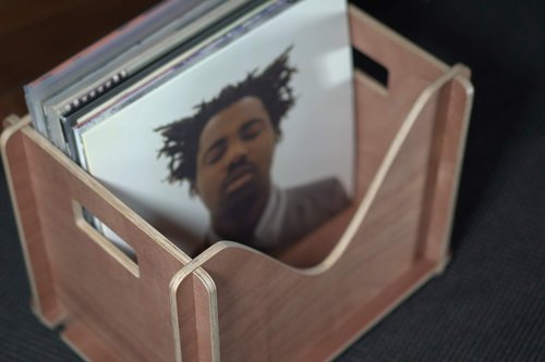 Warm Stylus Vinyl Record Storage Crate, 15 x 12 Inches, Brown, Plywood