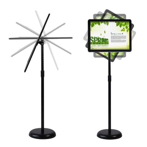 HUAZI Sign Holder Pedestal Sign Stand 8.5x11 inches with Base for Floor Vertical & Horizontal View Displayed,Snap-Open Frame with Safety Corner Outdoor,2 Pack