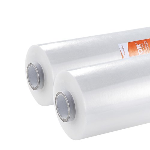 VEVOR Stretch Film, 15 inches x 1200 feet, 80 Gauge Industrial Strength Clear Durable Stretch Wrap Roll, Heavy Duty Shrink Film Stretch Wrap with Handles for Pallet Wrapping Shipping Moving, 2 Pack
