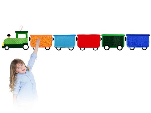 Loninak Sensory Wall Panel, Sequin Busy Board for Sensory Room and Daycare, Montessori Toys and Activity, Autism Mats and Squares for Toddlers and Kids, Steam Train