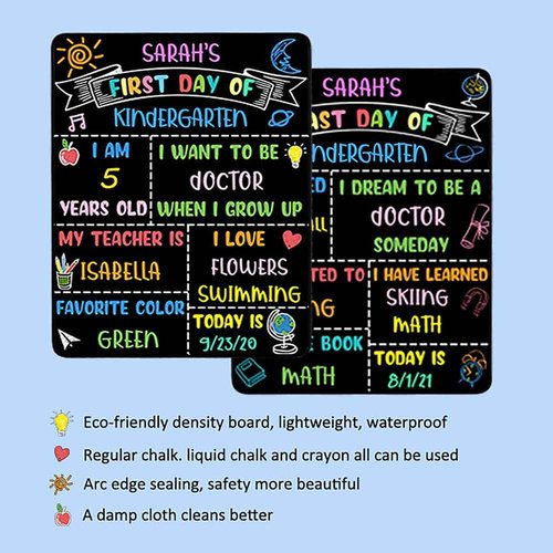 3PCS First and Last Day of School Chalkboard Sign Reusable, Back to School Board First & Last Day of Kindergarten Sign, Double Sided Schools Preschool Signs for Kids