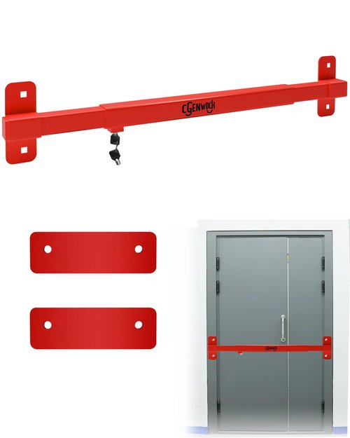 Adjustable Office Door Bar Fit for 32" to 42" Outward Opening Doors, Heavy Duty Anti-Theft Shed Security Barricade Lock Bar, Suitable for Jobsite Office, Warehouse, Trailer Door