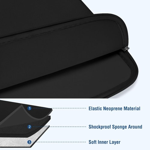 MOSISO Laptop Sleeve | 13-13.3 Inch Neoprene Case for MacBook Air/Pro & More - Black