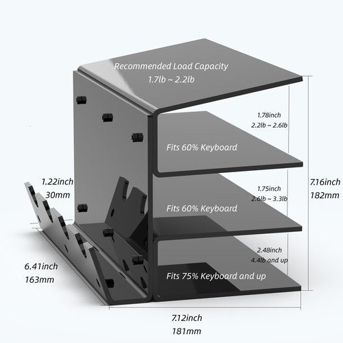 SIKAI CASE Keyboard Stand for Desktop 3 Layer Acrylic Stand Gaming Keyboard and Mouse Storage Thicken Dustproof Storage Holder Holds up 4 Keyboards,3 Mice,folder etc for Office,Home,School,Kitchen
