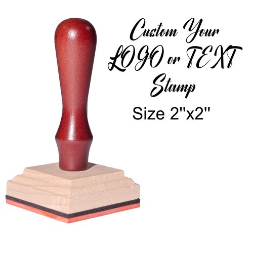 PuLongKer Custom Logo Stamp – Business Stamp with Your Design – Customized Wood Stamp Image for Branding – Personalized Stamp for Business,(2"x2")
