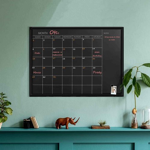 TORASO Calendar Chalkboard, 23.6 x 31.5 inches, Magnetic Surface Black Frame Chalk Board for Planning,School Timetable Memo, Hanging Board for Office, School and Home(YLHB-BK-6080)