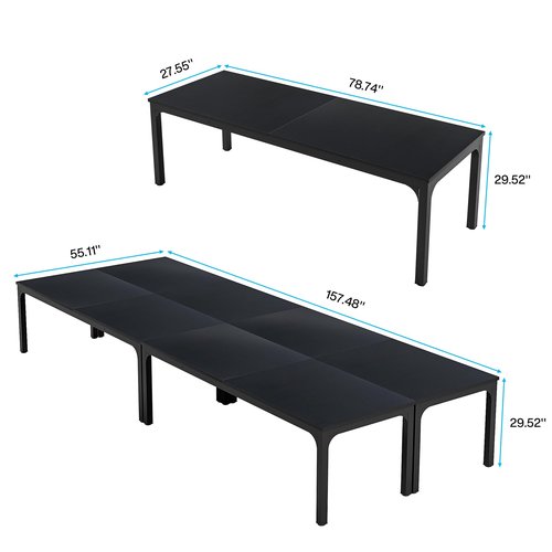 Tribesigns 78.74-Inch Conference Table Set,13FT Conference Room Table, Large Rectangle Meeting Seminar Tables Set,Long Business Tables (Chair not Included) (4, Black, 4 Pack)