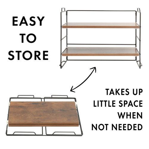 KATHY&BOB Wood Desk Shelf Organizer, 2-Tier Desktop Supplies Storage Rack, Adjustable Stackable Desk Shelf for Office, Kitchen, Bathroom, 15.75"*12.2"*7.87" (2 Sets)