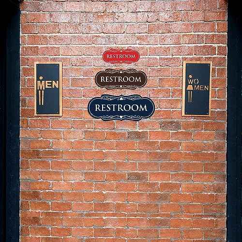 All Quality Designer Restroom Wall or Door Sign - Bathroom Signage | Durable Plastic and Easy Installation | (Multipacks)