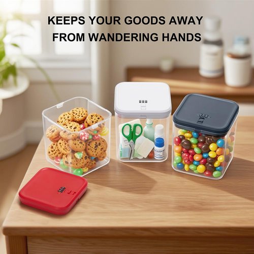 Clear Lock Box for Medicine Safe,Food, Snacks, Phone - Secure Lockable Storage Container Tank with Combination for Kitchen, Office, School, Hospital (5.6×5.6×6.3 Inch)