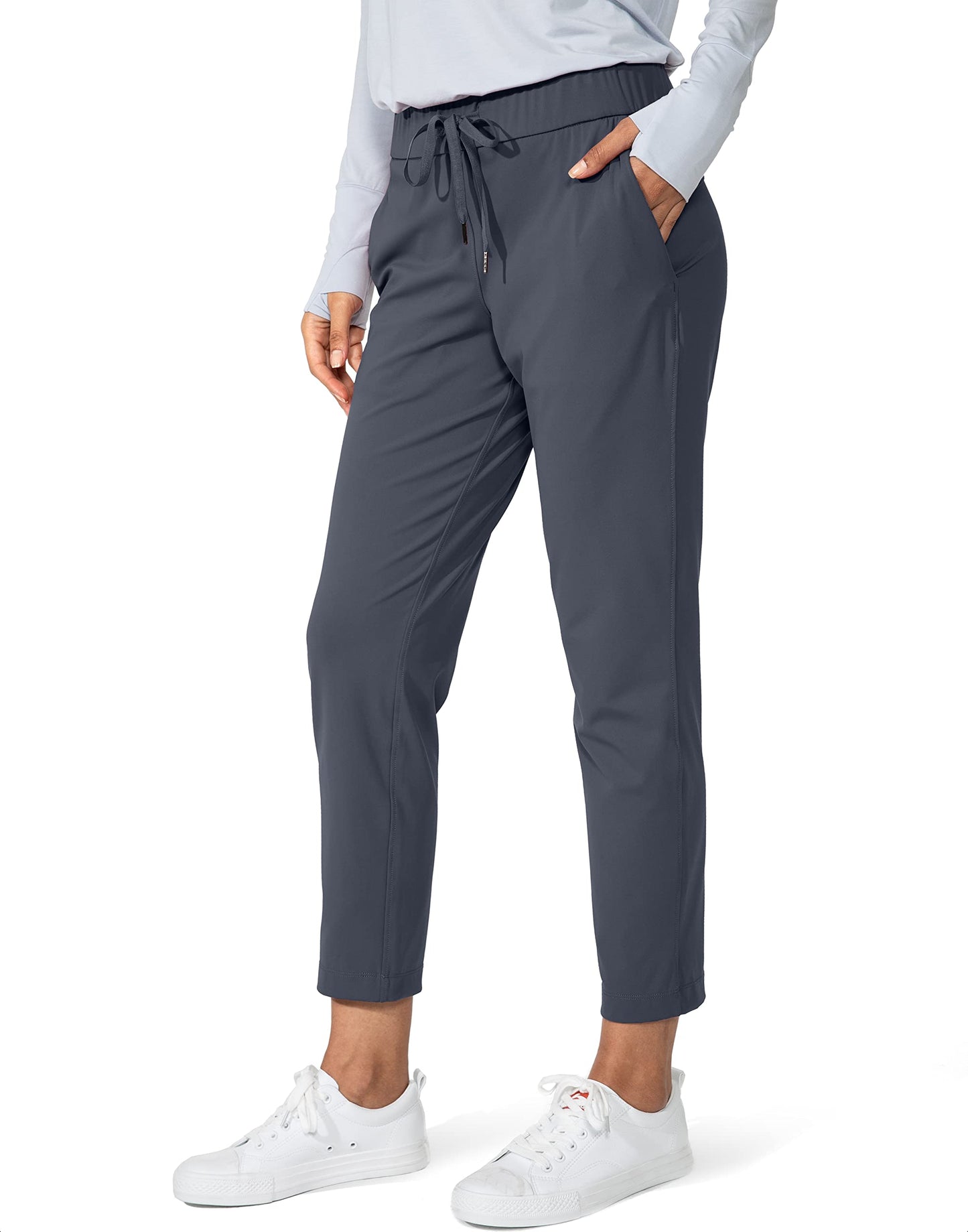 G Gradual Women's Pants with Deep Pockets 7/8 Stretch Sweatpants for Women Athletic, Golf, Lounge, Work (Dark Grey, X-Large)