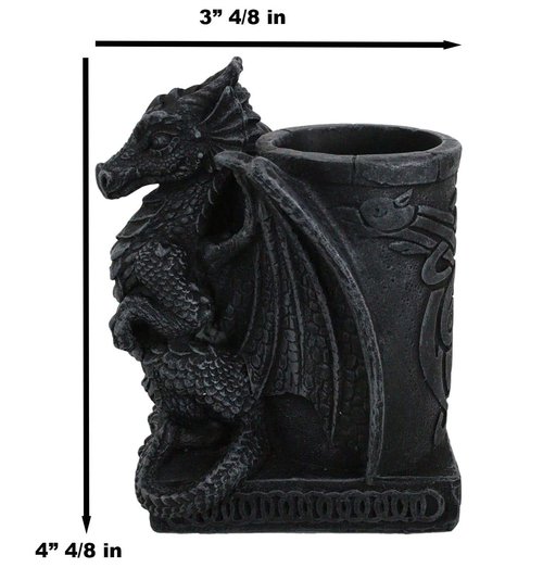 Ebros Medieval Fantasy Smaug Dragon Stationery Holder Statue Gothic Dragons Organizer Office Desktop Pen Pencil Holder Figurine 4.75" Tall Gothic Gargoyle Sentry