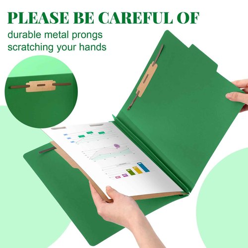 Skyygemm 48 Pcs Classification Folders Letter Size, Back to School Supply for Teacher, Student, 1 Divider Pressboard File Folder Bulk with 2 Fasteners, 3.5 Inch Expanding File Organizer (Dark Green)