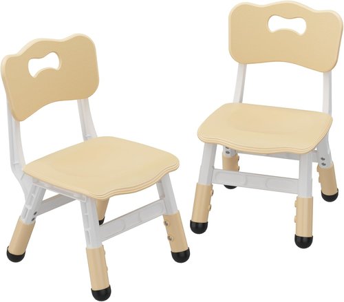 Skiennix Adjustable Kids Chairs - 3-Level Height Toddler Chairs with Non-Slip Base | Stackable Design for Ages 2-8, Natural Finish