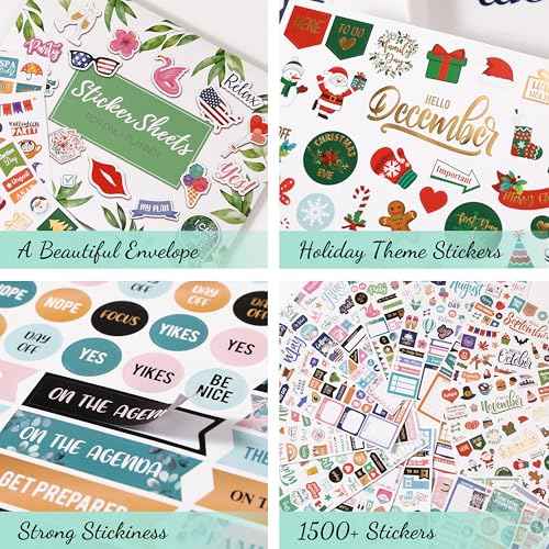 Planner Stickers - Monthly Planner Stickers and Accessories 25 Pages 1500 + Stunning Functional and Colorful Designs, Calendar Sticker Includes Festival Theme Journal Sticker