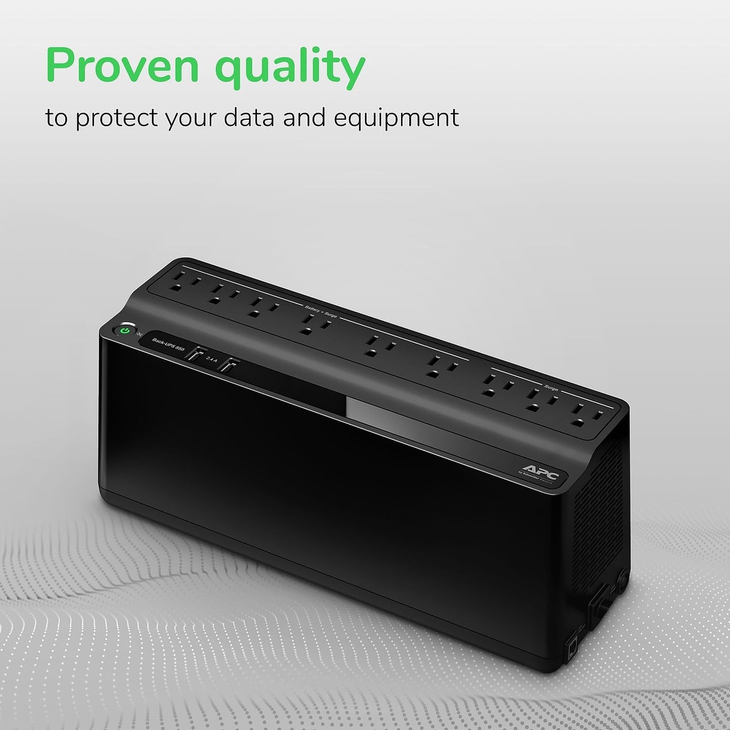 APC UPS Battery Backup & Surge Protector for Power Outages, 35 Minute Runtime (850VA/450W), Protects PC, Router, NAS & Home Office | Model BE850G2