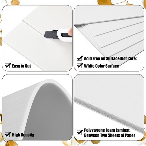 Frienda 50 Pack Foam Boards 1/8 Inch Thickness Foam Poster Boards for Presentation Board for School Crafts Office Art Projects(White,11 x 14 Inch)