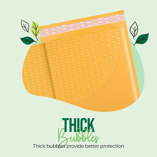 Fuxury Kraft Bubble Mailers - 8.5x12 Inch | 40 Pack Self-Seal Padded Envelopes for Small Business - Yellow