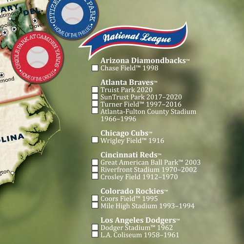 Map Your Travels Ballpark Travel Quest Poster Set | Laminated and Includes Stickers | 17"x28" | Made in the USA
