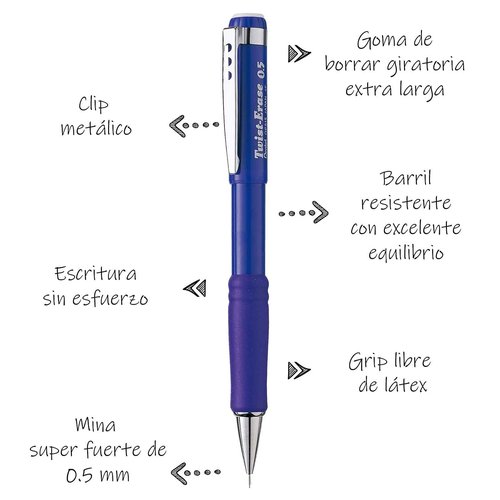 Pentel Twist-Erase III Mechanical Pencil (0.5mm), Violet Barrel