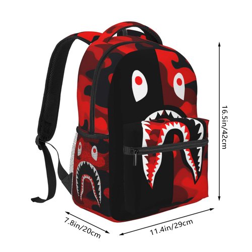 Vkaxopt Backpack Shark Teeth Camo Backpacks Travel Laptop Daypack Big Capacity Bookbag Fashion Durable Back Pack for Men and Women-StyleSH