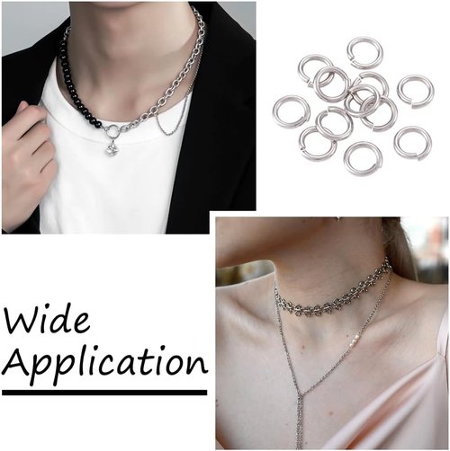 KISSITTY 10mm Stainless Steel Open Jump Rings - 2000pcs for Chainmail Jewelry Making