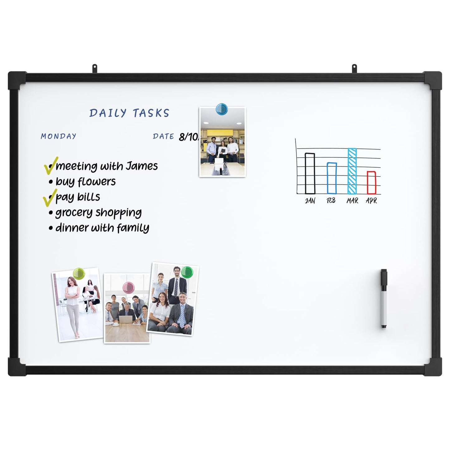 MaxGear 36" x 24" Magnetic Double-Sided Dry Erase Board, Aluminum Frame