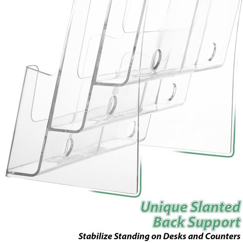 CYEAH Acrylic Brochure Holder, Clear 3 Tier Magazine Holder, Brochure Display Stand with Removable Divider, Countertop Literature Holder for 8.5x11 & 4 x9 Inches Brochure, Flyer, Pamphlet