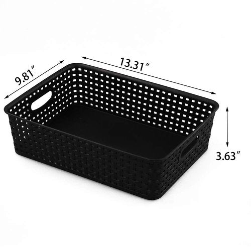Qqbine Black Plastic Office A4 Basket Tray, Desk Tray Organizer, 5 Packs