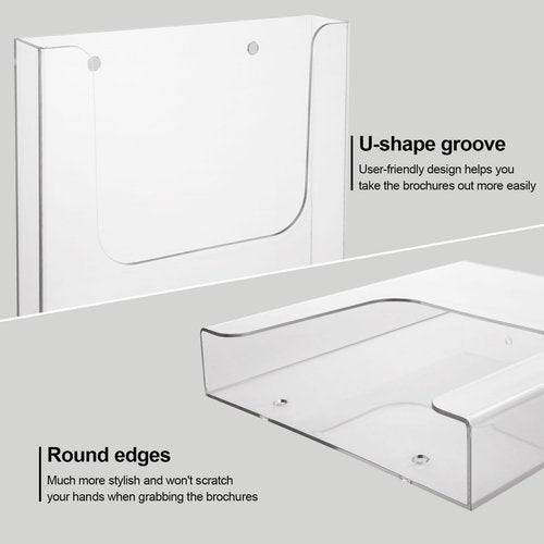 CertBuy 3 Pack Brochure Holder 8.5 x 11 In Flyer Holder Acrylic Brochure Holders Wall Mount Pamphlet Holder Clear Literature Holder Plastic Brochure Holders Wall Mounted, Mail Holder For Wall