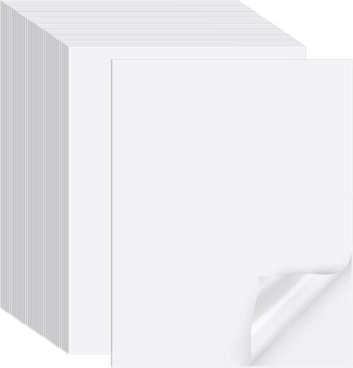 Printable Sticker Paper - 300 Sheets 8.5" x 11" Matte Full Sheet Labels for Inkjet Printers