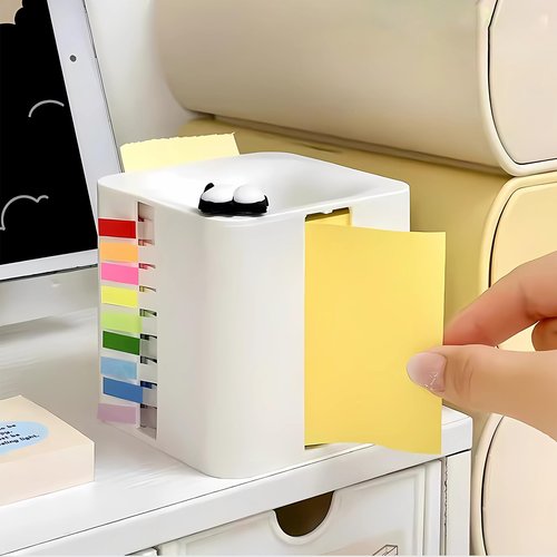 ZEUP Creative Office 5-in-1 Memo Note and Flag Dispenser,Memo Holder Desk Organizer for Office Home Post Pop Note Dispenser for Note Pad Holder White