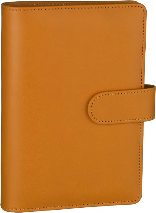 Antner A6 Notebook Binder - Refillable PU Leather Cover with Magnetic Buckle | Dark Yellow