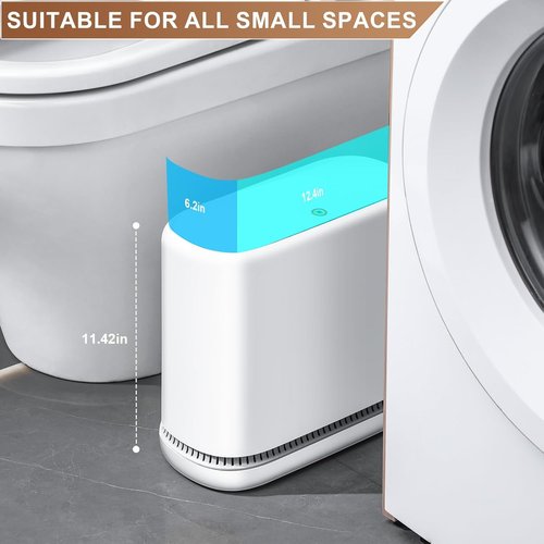 Funest Bathroom Trash Can - 10L Dog-Proof Slim Plastic Bin with Press Type Lid | Stylish & Space-Saving