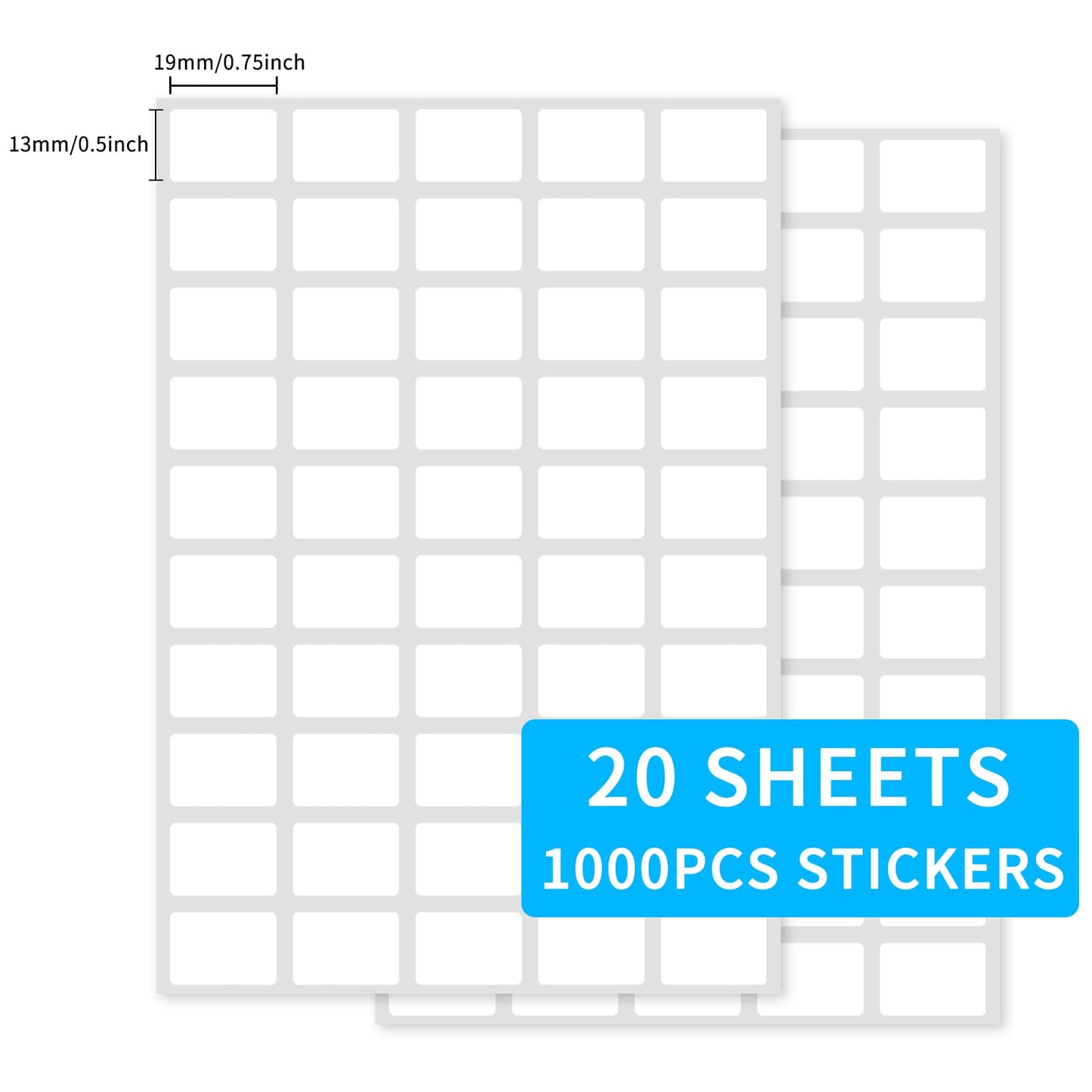 Yeachlaing Multi-Use Removable Labels, 1/2" x 3/4",1000 PCS Blank Labels Total,Water/Oil/Tear Resistant/Ink Won't Smudge No Residue