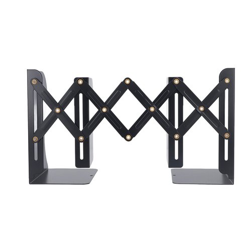 Retractable Book End Simple Slim Design Black Metal Booke Book Holder for Desktop Home Study Room Office Retractable EndBook EndsMetal Bookeand Use to Materials