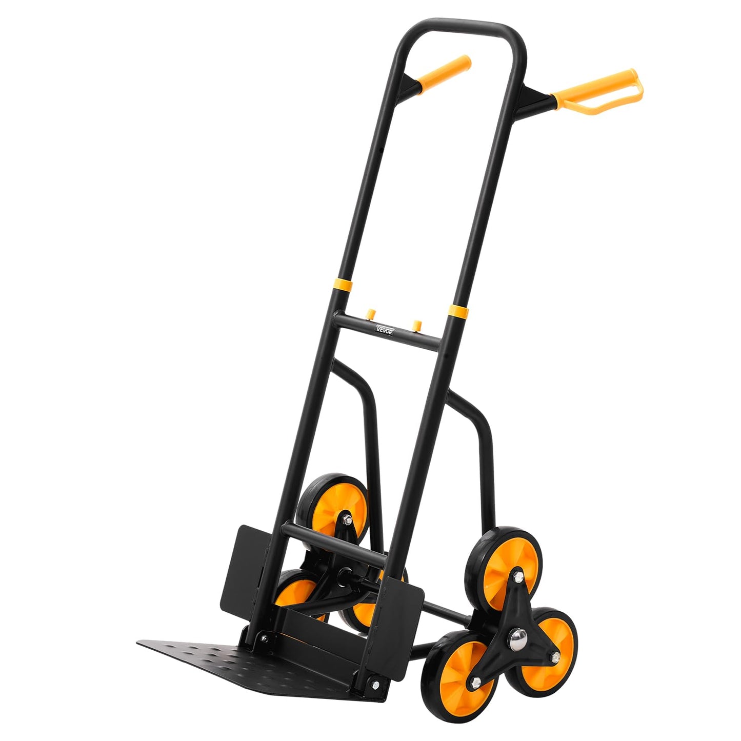 VEVOR Stair Climbing Cart, 770 lbs Stair-Climbing Capacity, Heavy-Duty Folding Trolley Cart with Telescoping Handle, 6 Wheels and 2 Bungee Cords, Stair Climber Dolly for Home, Groceries, Warehouse