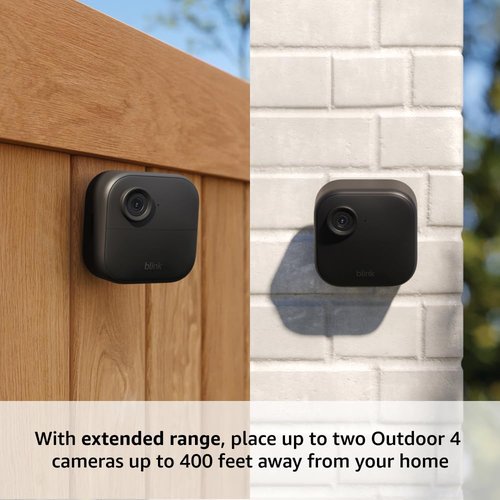 Blink Outdoor 4 XR (newest model) – two-year battery wireless camera with 4x security coverage, 1000 ft open-air range or 400 ft with typical use — 6 camera system