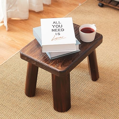Solid Wood Step Stool for Adults - 14.2 x 10.2 x 10.6 in, Sturdy Foot Stool