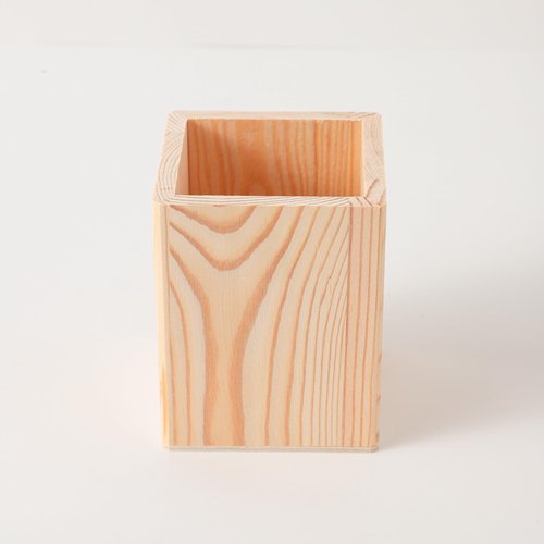 Xhqsulsclac Pen Cup Holder 6 pcs Pine Unfinished Square Pen Holder 3.1X3.1X3.9in Pencil Holder Multipurpose Pencil Cup Wooden DIY Pen Holder Desktop Organizer for Office Home
