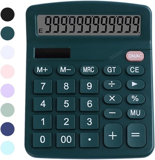 Regine Switzerland Office Desk Calculator - Dual Power Financial Calculator with Large Display (Green)