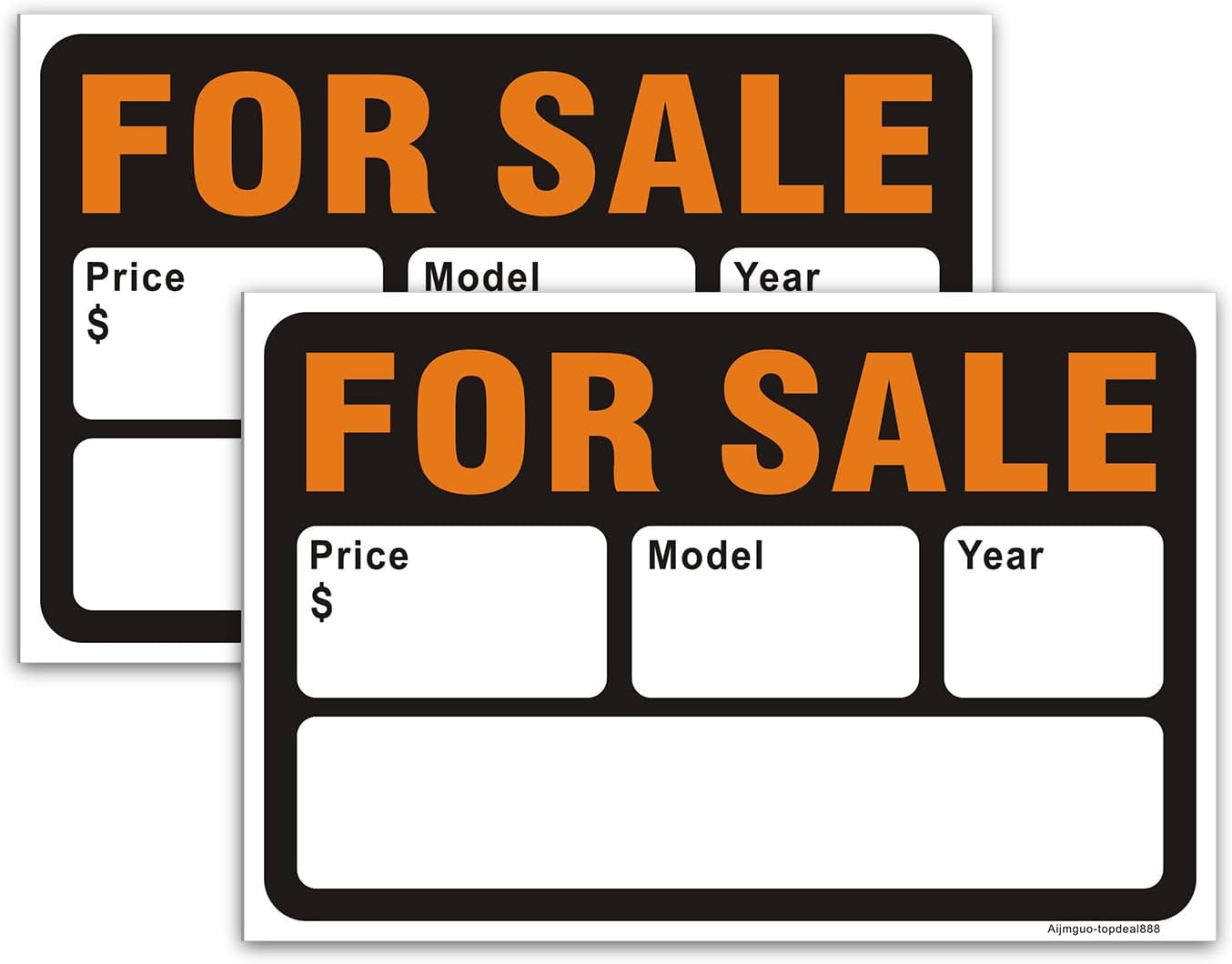 Skiennix Reflective Vinyl Car Sale Signs - Waterproof, Writeable 12x8 Inch Stickers | Black & Orange