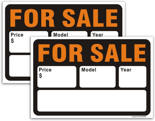 Skiennix Reflective Vinyl Car Sale Signs - Waterproof, Writeable 12x8 Inch Stickers | Black & Orange