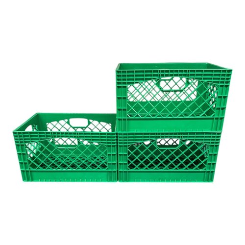Juggernaut Storage 3-Pack Stackable Heavy Duty Crates with Handles, 24 Qt, Green
