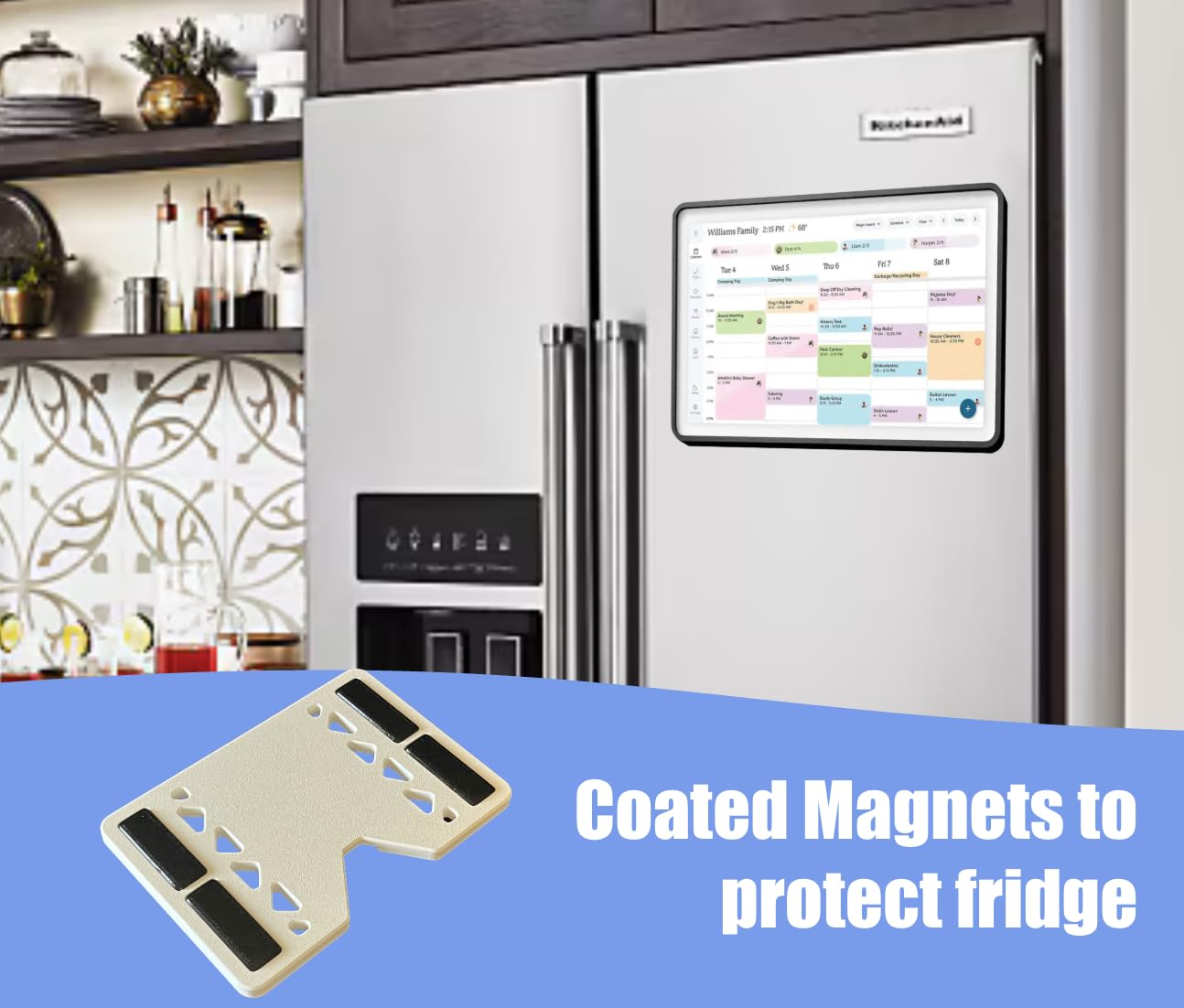 Low Profile Magnetic Fridge Mount Adapter for 15" Skylight Calendar2, Metal Surface, Will not fit Original Version (15 inch Calendar2)