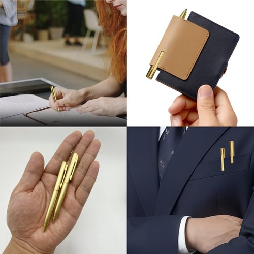 LCPQMZGH 100 Pcs Small Ballpoint Pens, 4 Inch Mini Pens Bulk, for Pocket Notebooks and Notepads, Black Ink (Gold)