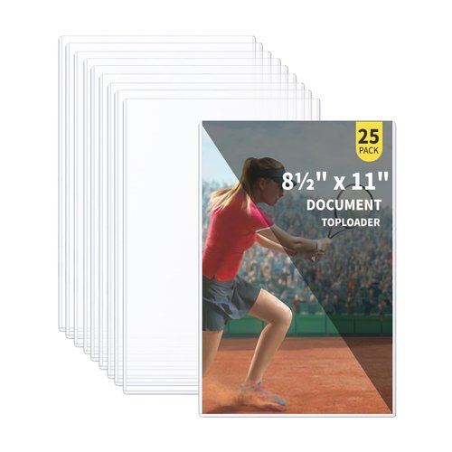 25-Pack 8.5 x 11 Inch Document-Toploaders - Premium Document Topload Holders, Crystal Clear Document Top loaders, Hard Plastic Page Sheet Protectors for Photos, Prints, Menu Covers and Work Papers